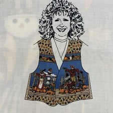 Halloween Thanksgiving Autumn Fabric Panel Scarecrow Vest Leslie Beck Cotton