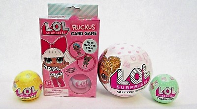 L.O.L Surprise Set-Glitter Series Doll,Ruckus Card Game,and 2 Charm Fizz LOLt