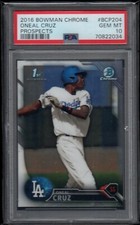 2016 Bowman Chrome Prospect #BCP204 O'Neil Cruz PITTSBURGH PIRATES RC PSA 10 GEM