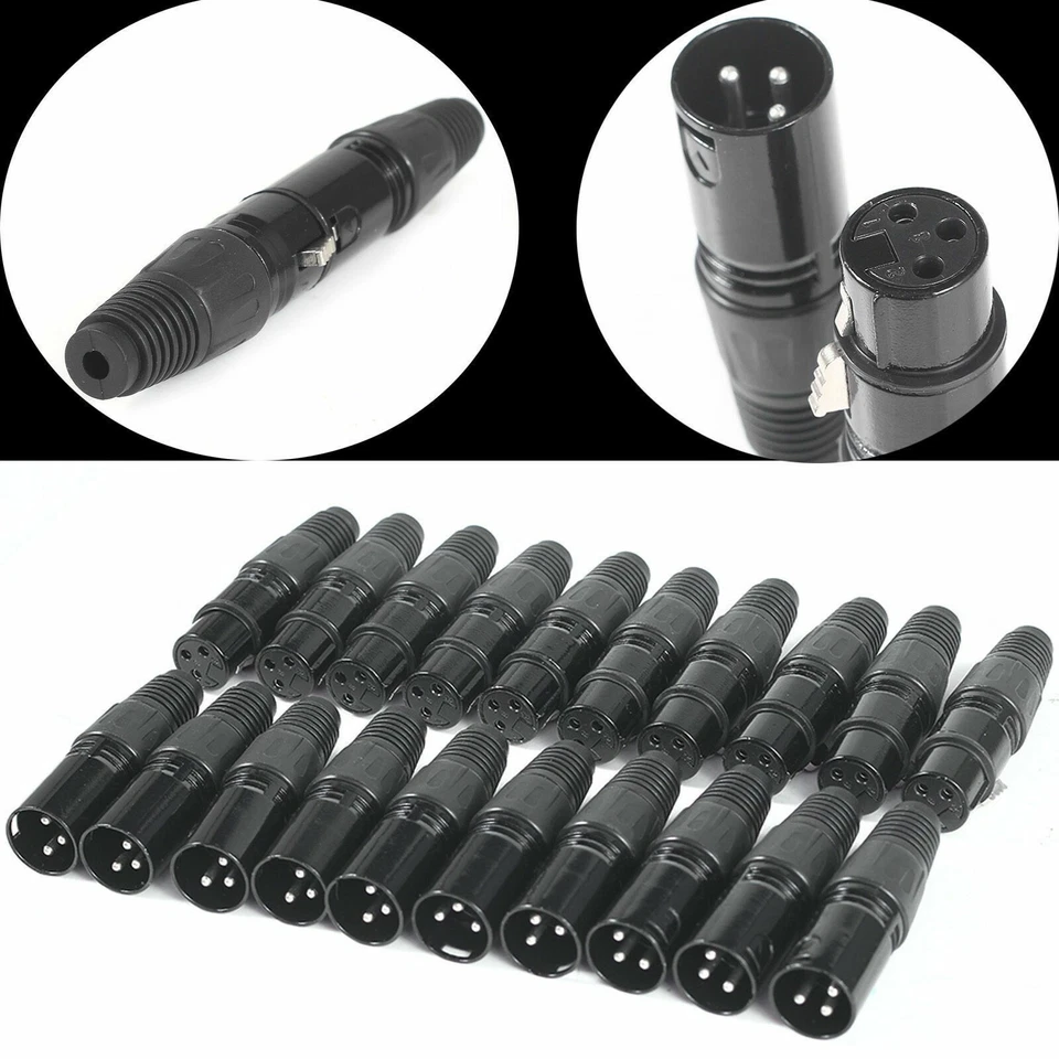 20x XLR DMX 3 Pin Male & Female MIC Snake Plug Audio Microphone Cable Connector - Image 3 of 4