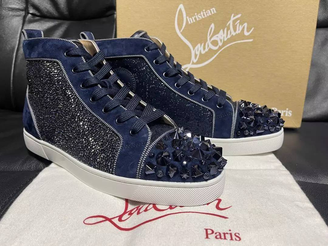 Louis - High-top sneakers - Suede and strass - White - Christian Louboutin