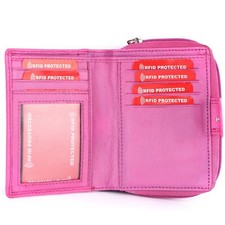 Ladies Soft Leather Clutch Small RFID Blocking Purse Credit Card Wallet Zip