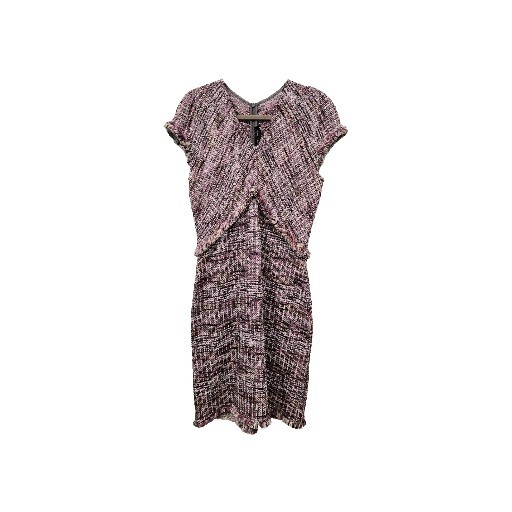 NWOT St John Anna Woven Sheer Boucle Knit A-Line Dress Orchid $1295 Sz 8