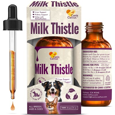Liquid Milk Thistle Supplement for Dogs & Cats | Liver Detox & Health Support
