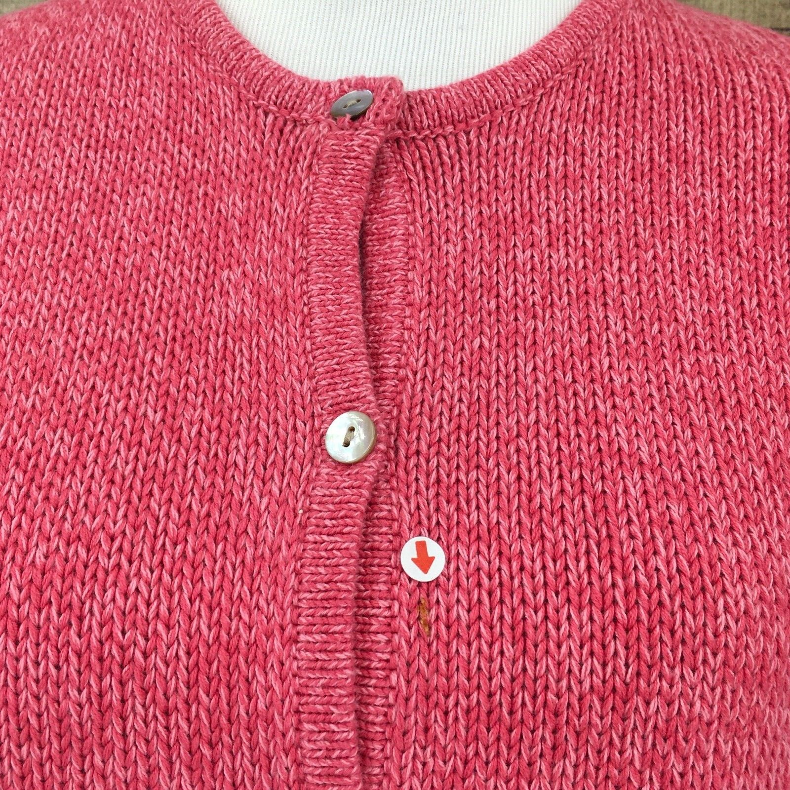 LL Bean Women's Cardigan Sweater Medium Cable Knit 100 Cotton Button