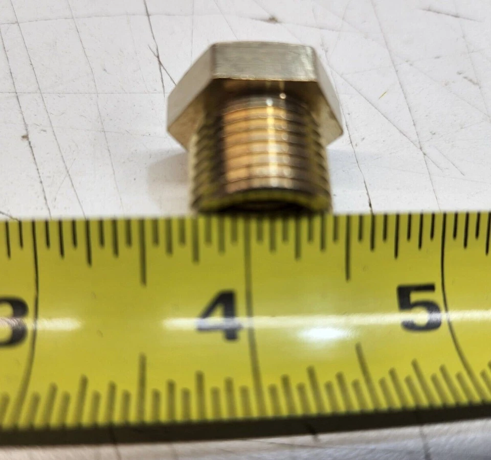 1/2 x 3/8" Hex Bushing Male x Female NPT Threaded Brass 1000 PSI Parker 209P-8-6 - Image 3 of 3