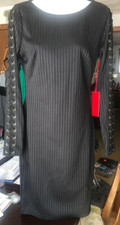 Jennifer Lopez Dress Womens Size 6 Black Ribbed Tie sleeve