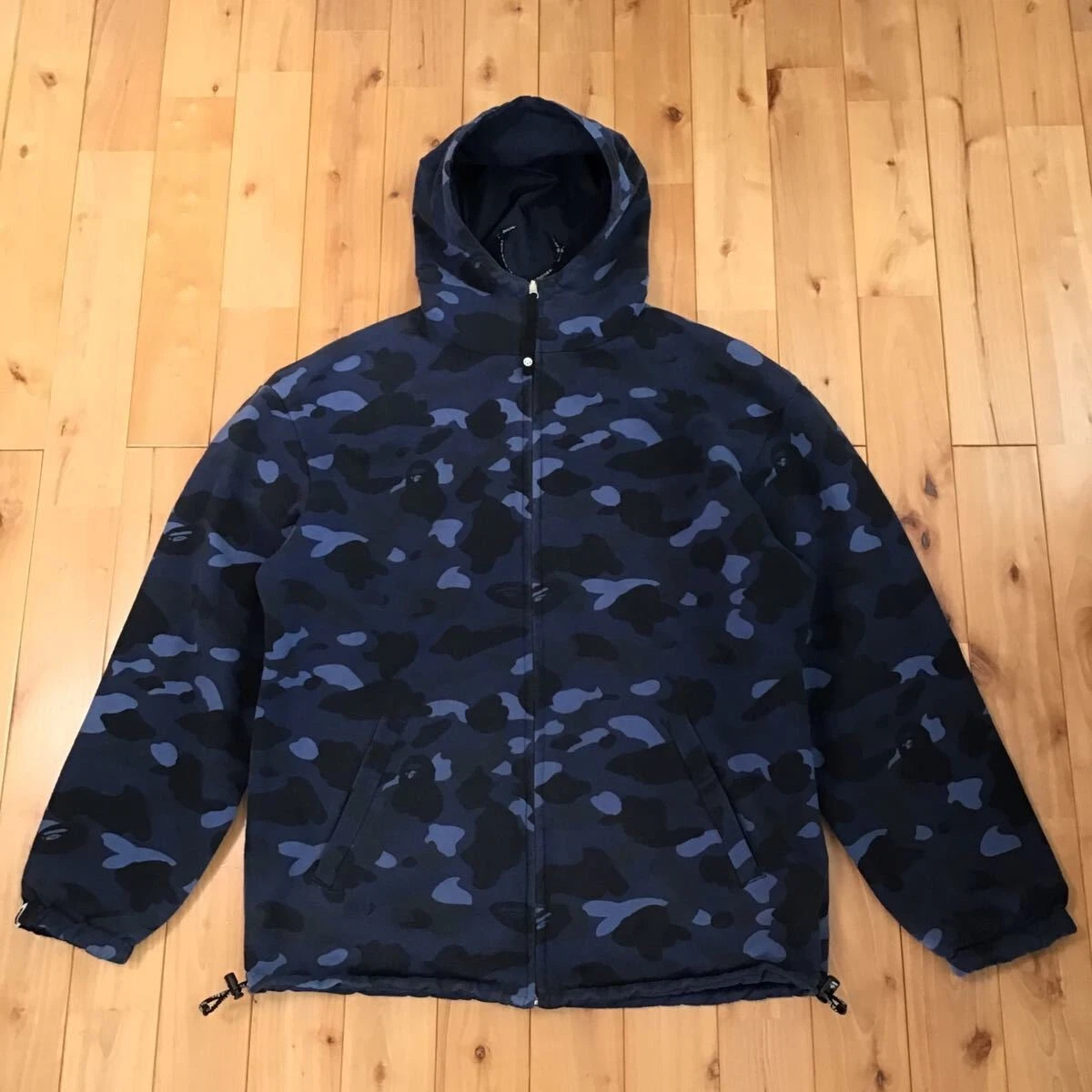 BAPE Blue Tonal Solid Camo Reversible Jacket