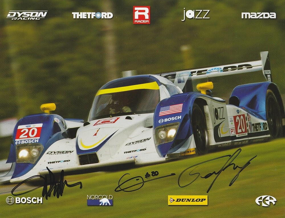 2012 Dyson Racing Mazda Lola LMP1 Petit Le Mans Signed Hero Card IMSA ALMS