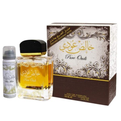 Pure Oudi by Lattafa cologne for men EDP 3.4 oz + Deo Spray New in Box