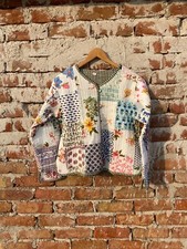 White Quilted Cotton Patchwork Jacket Handmade Cotton Jacket Women's Clothing US