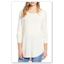 Caslon Beige Oatmeal Light Heather Shirttail Tunic Pullover Sweater