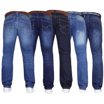 Crosshatch Stretch Straight Leg 'Tarrow' Jeans Mens Boys Fashion Smart Work Belt