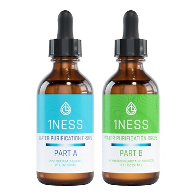 1ness Water Treatment Drops - Glass Bottles w/ Free ebook - 2oz Kit (HCLKit)