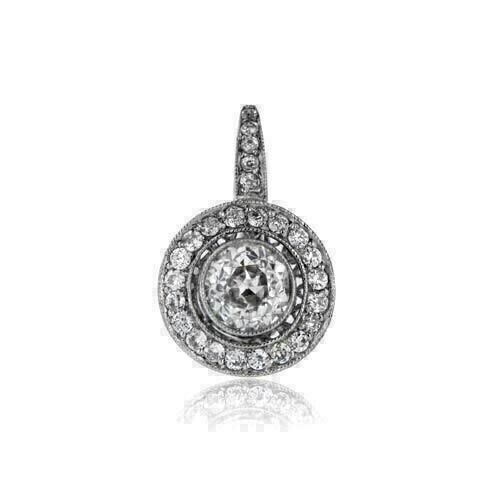 Halo Drop Dangle Earrings 14K Two Tone Gold Plated 2Ct Round Lab Created Diamond - Picture 3 of 6