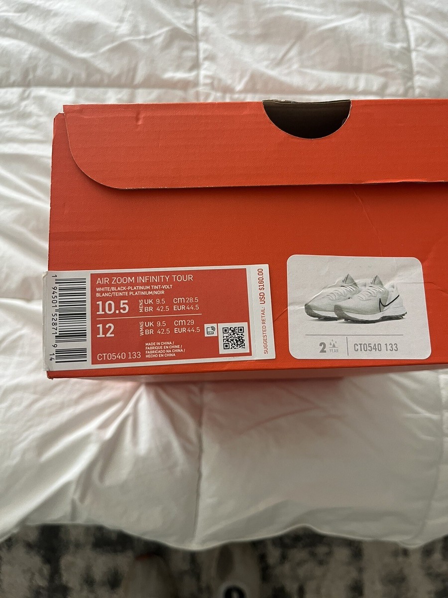 Size 10.5 - Nike Air Zoom Infinity Tour White Black for sale