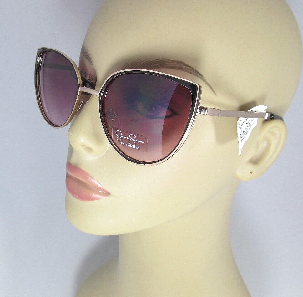 Jessica Simpson Black Cat Eye Sunglasses with Gold Metal Frame J5911-OXGLD-image