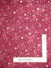 Christmas Snowflake Snow Silver Mulb Pink Cotton Fabric Stof 4597M By The Yard
