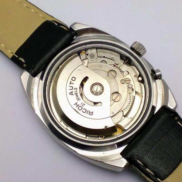 【希少 】70s RICOH 純正SSブレス 自動巻 21石 腕時計 Ricoh Crystal 9 Automatic 61149A Day/Date Vintage Men's Watch