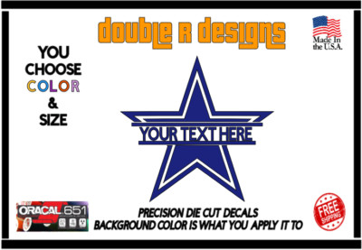 Dallas Cowboys Customized ''Your Name'' Vinyl Personalized Decal Window Corn hole 