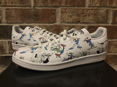 New 9.5 Adidas Originals Stan Smith Disney Goofy White Classic