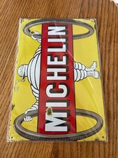MICHELIN JAUNE ROUGE -  Reproduction plaque publicitaire en métal 20x30 cm