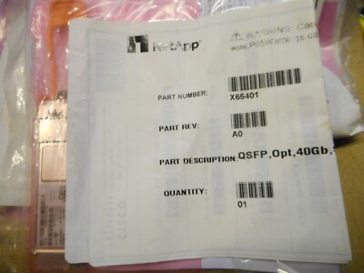 NETAPP  X65401 QSFP,OPT,40GB,SHORTWAVE,X190001 NEW SEALED
