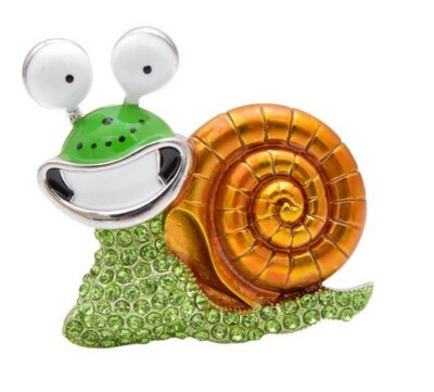 Broche Escargot Vintage En Métal Et Strass, Sans Marque, état Neuf Sans Emballage