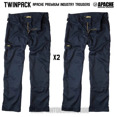 Apache Navy Blue Industry Combat Cargo Work Wear Trousers TWINPACK ALL SIZES