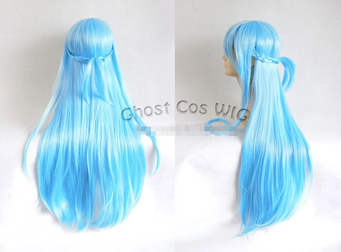 Sword Art Online SAO Asuna Cosplay Wig Tig Long Braid Tail Blue Blue Elf