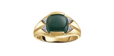 Gold Bloodstone Mens Signet Ring Handmade Wedding Mens Ring Vintage Signet Ring