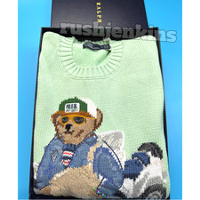 POLO RALPH LAUREN Polo Bear Knit Sweater Mint Green Women's M w/ Box