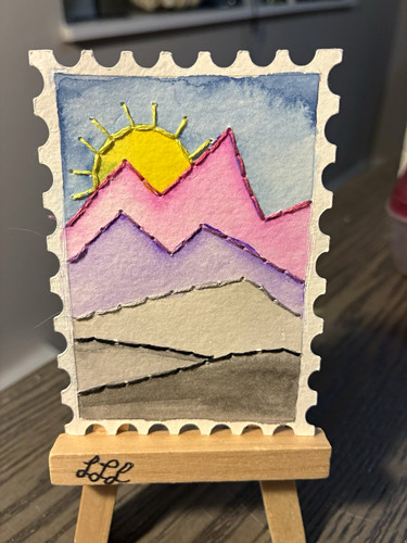 ACEO Original Watercolor "Bright Mountains" Signed 2026