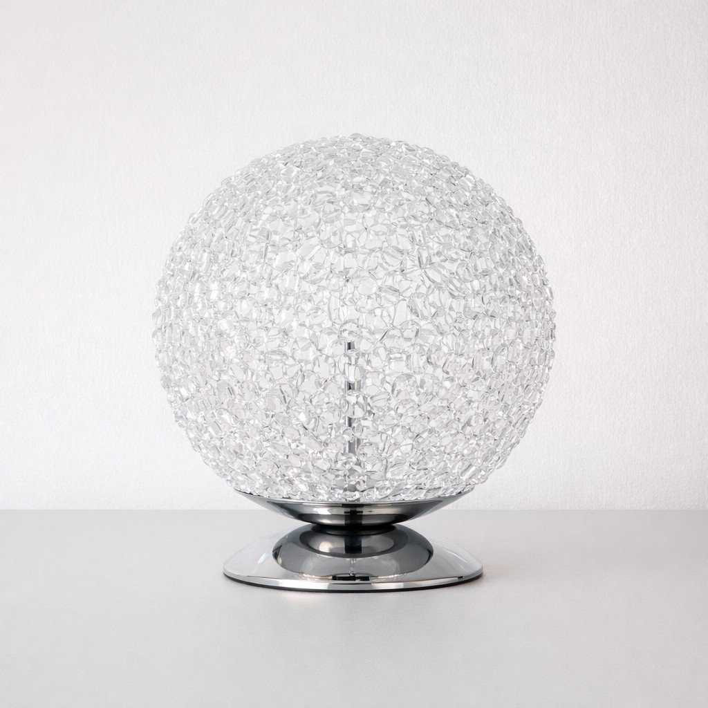 Lampada Sfera Cristallo 20cm Cromo E14 Design Moderno Offerta 50%