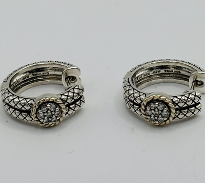 David Yurman Creolen, 925 Sterling Silber, 6,9 grms, CZ Steine