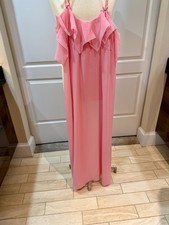 Pink Ruffled Chiffon Nightgown and Robe Set