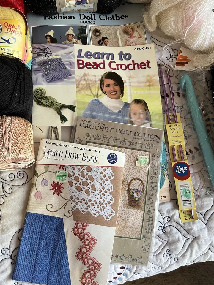 40 Skeins Of Yarn, How To Books & Needles! Most Brand New! - Image 2 of 2