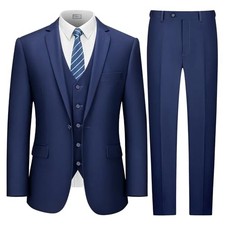 Suits for Men, 3 Piece Men's Suit Slim Fit, Solid Jacket 3X-Large Navy Blue