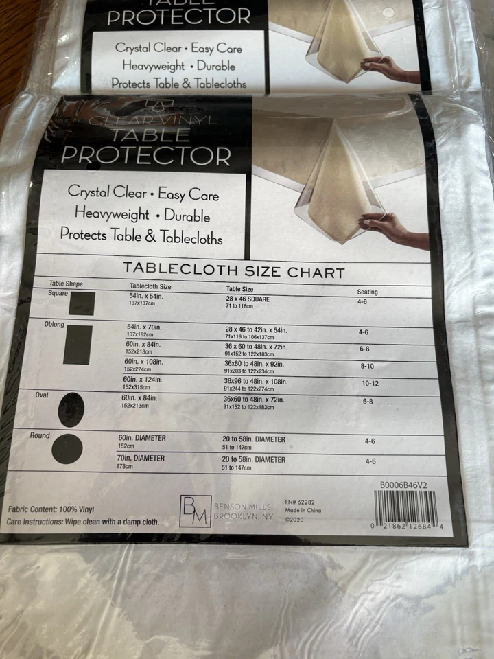 Clear Plastic Table Vinyl Tablecloth Heavy Duty Protector Cover 60"x84" Oblong - Image 2 of 3