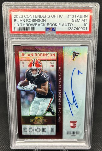 Bijan Robinson 2023 Panini Contenders Optic Auto /25 PSA 10 Throwback Rookie RC