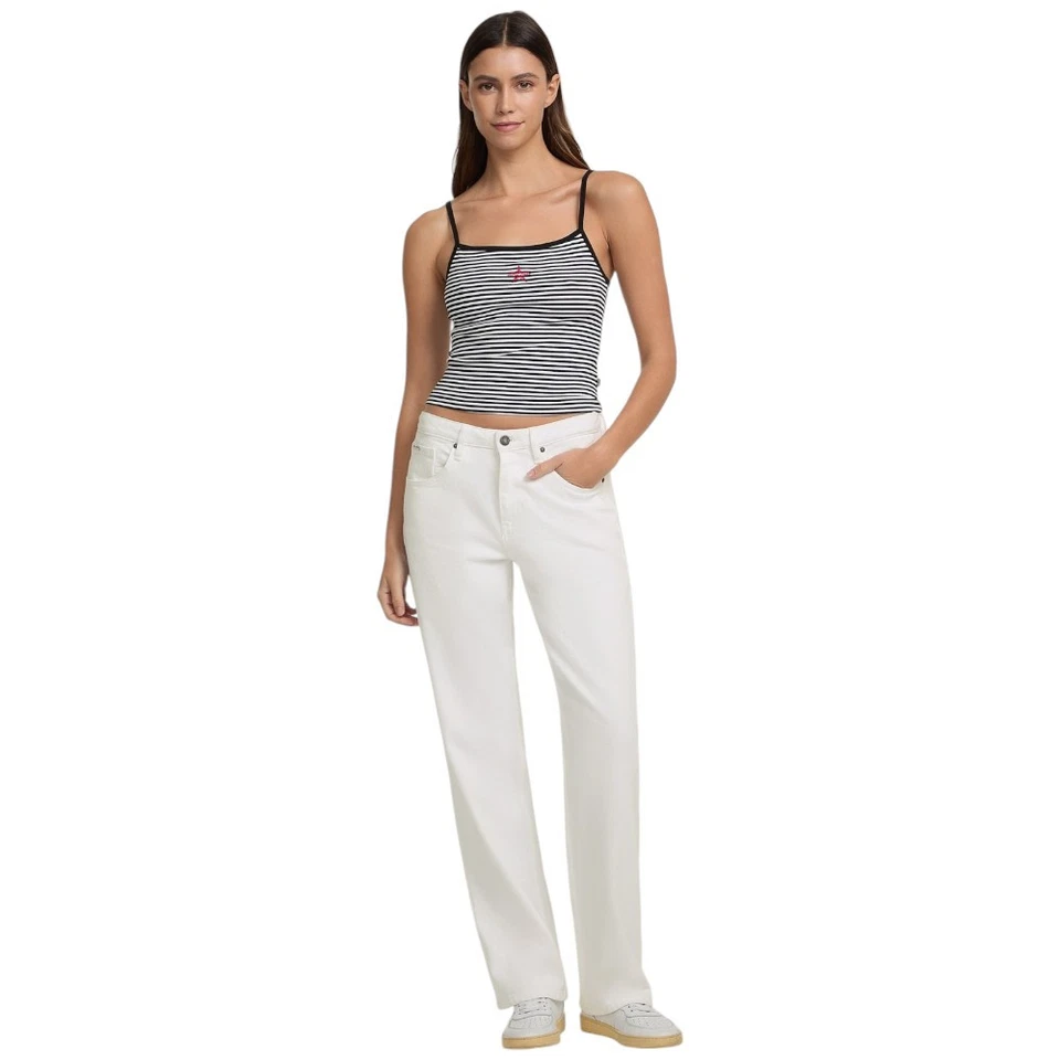 Guess Jeans Caraco Sans Manches Noir Blanc À Rayures Coton Taille XS-XL - Photo 2/4