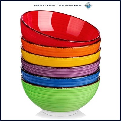 27 Oz Round Ceramic Bowls Set of 6, Dishwasher and Microwave Safe Kitchenware