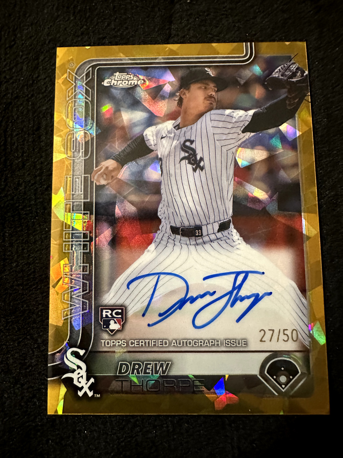 2025 Topps Chrome Sapphire Auto RC Drew Thorpe White Sox Gold /50