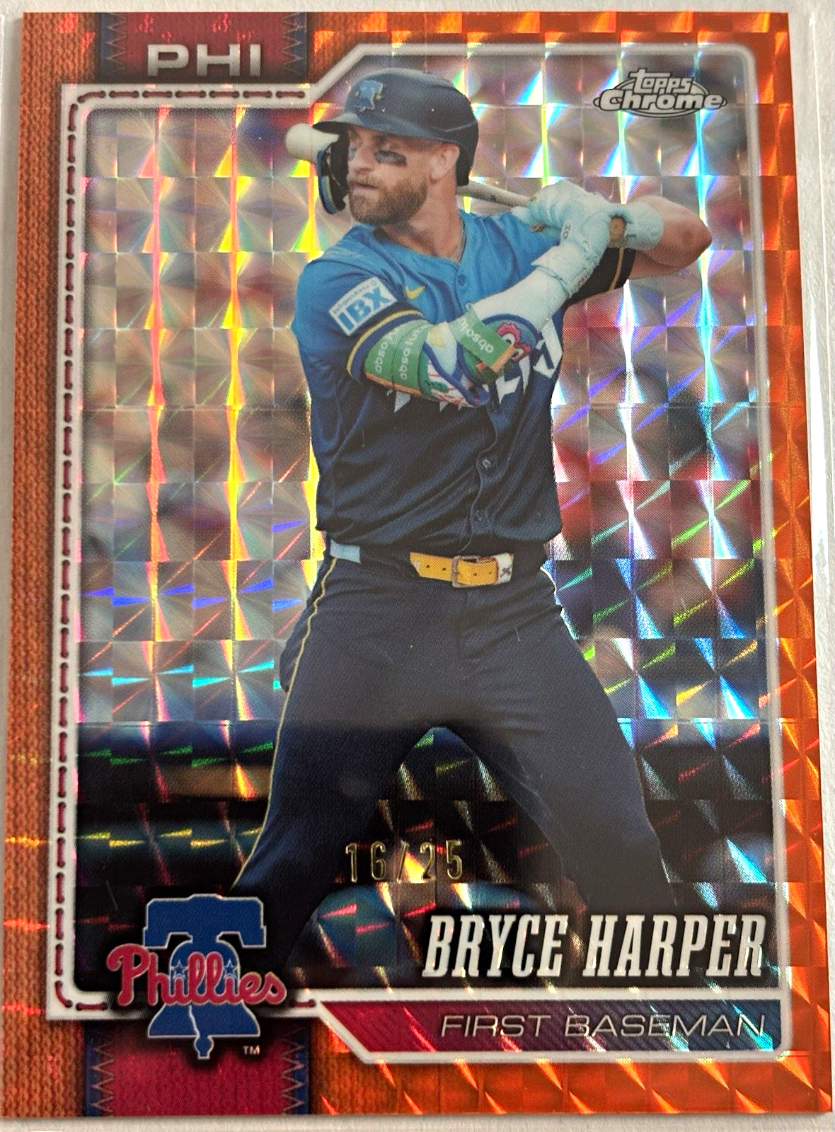Topps Chrome Bryce Harper #224 Orange Geometric Refractor 16/25