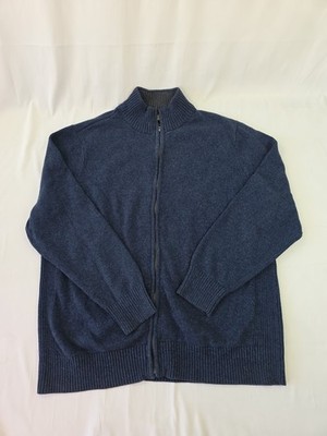 Dockers Sweater Mens XL Blue Full Zip Mock Neck Ribbed Knit Cardigan Jacket
