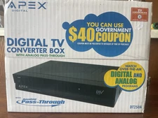 New Apex DT250A-Digital TV Converter Box w/ Analog Pass Through Includes Remote 