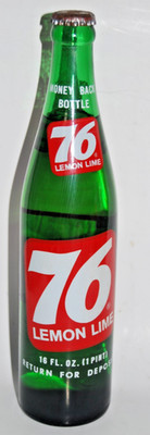Vintage 76 Lemon-Lime Soda Bottle - 16oz Full & Sealed - 1977 Spirit of '76 ACL