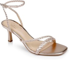 NEW 140 SZ 5 Jewel Badgley Mischka Helia Braided Sandal LEATHER ROSEGOLD