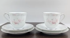 Noritake Floral Tea Cup Saucer Bread /Dessert Plate Set Carthage 3330 -Excellent