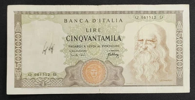 50000 LIRE LEONARDO DA VINCI 03/07/1967 qBB - Bild 1 von 4
